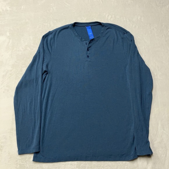 Kit and Ace Other - Kit + Ace Brushed Long Sleeve Henley Shirt Blue Ultra Soft Stretch Mens Large